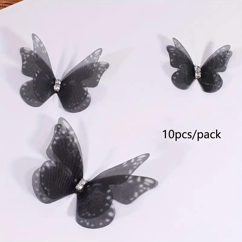 10 elegant 3D butterfly decorations, double-layer polyester fiber butterflies, suitable for DIY handicrafts, headwear