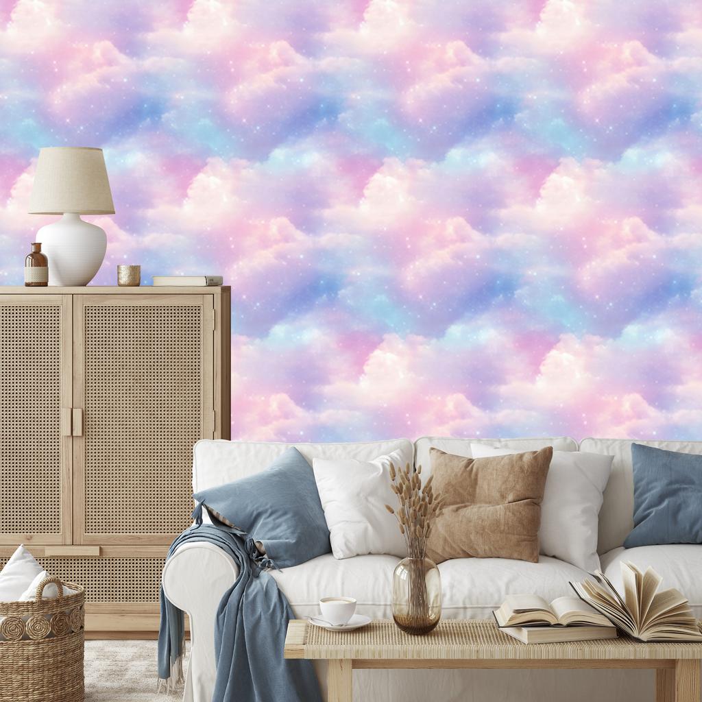 Watercolor Galaxy Lavender Wallpaper, Soft Forms 50x1000