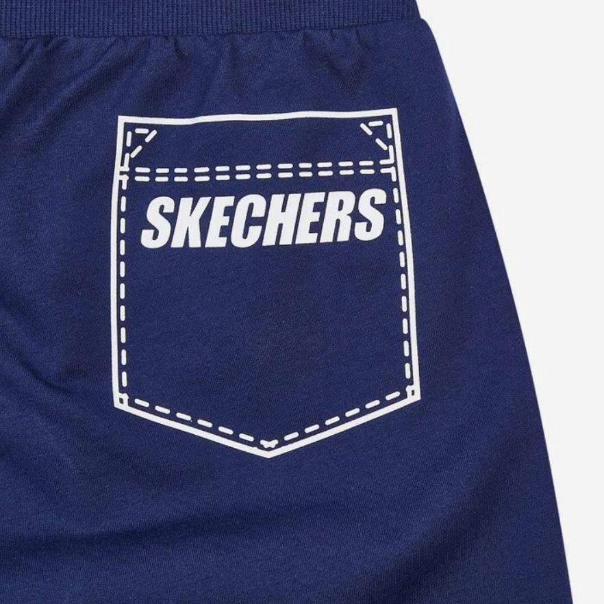 Skechers Kids Knitted Sports Pants Solid Color Logo Mid Rise Tapered Kids pants Midnight-Blue L221B129-007D