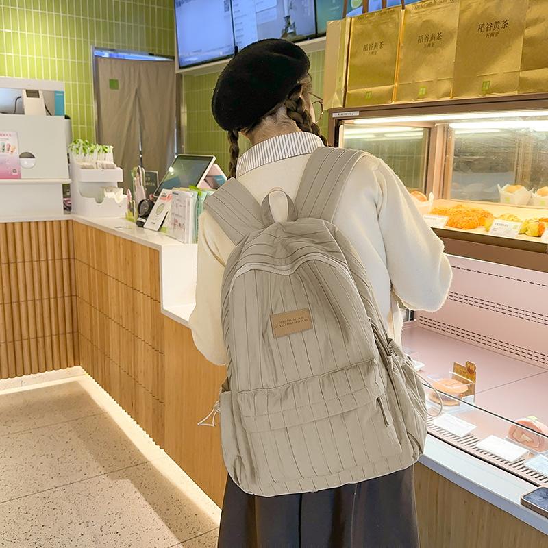 Schoolbag Solid Color Backpack 1011 New Junior High School Girls High School College Students School Bag Women Travel Lightweight Small Backpack
