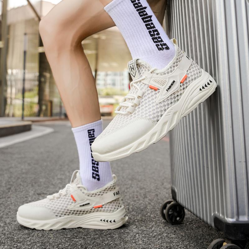 Fashion Mens Shoes Summer Breathable Sneakers Fashion Men's Sandals Casual Sports Lightweight Walking Mesh Shoes Mens Cheap Beige