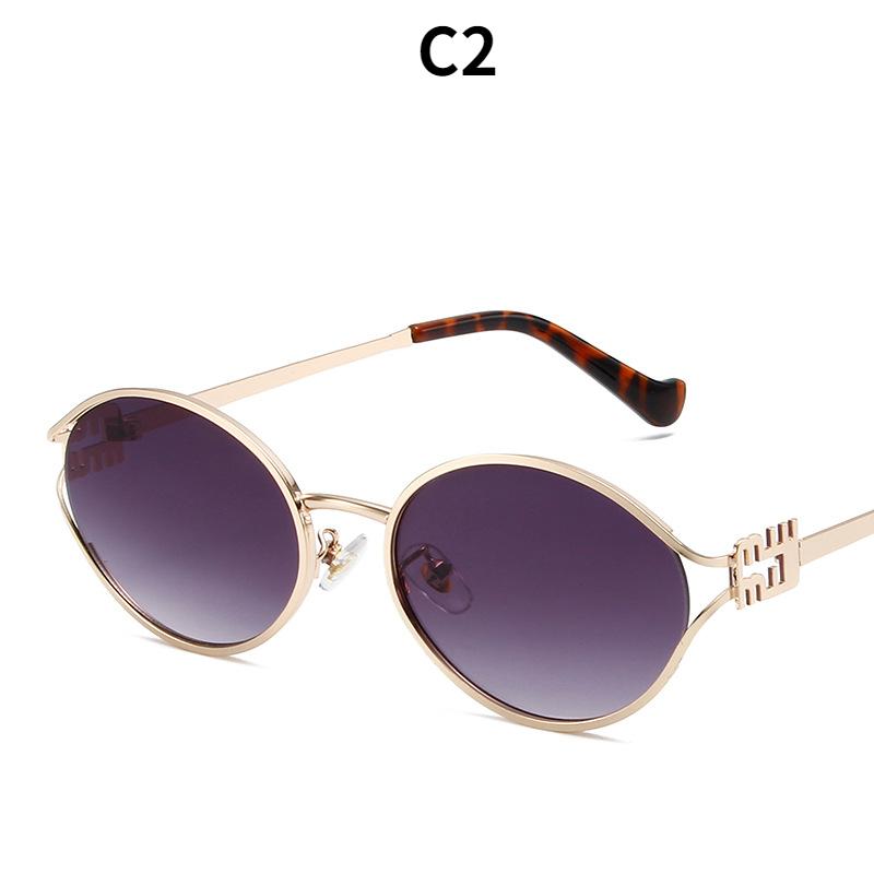 Women's sunglasses, men's and women's fashion round-frame metal sunglasses