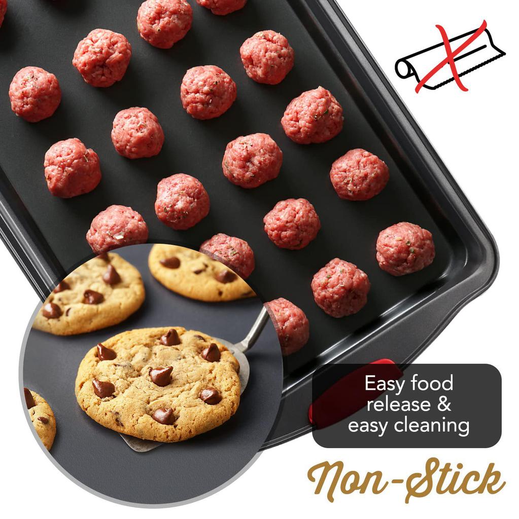 High-Temperature Non-Stick Carbon Steel Baking Tray with Handle for Cookies and Cakes