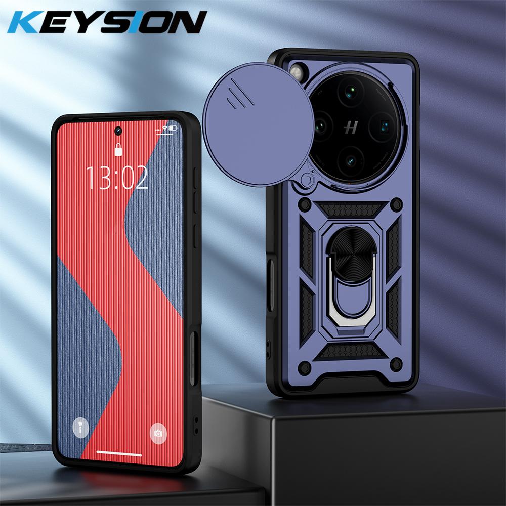 KEYSION Shockproof Armor Case for OPPO Find X8 Pro 5G Slide Camera Protection Ring Stand Phone Back Cover for OPPO Find X8 Pro