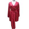 Women's Hot Gold Point V-neck Lantern Sleeve Ruffled Dress Dress Slim Sexy Lace-up Dress