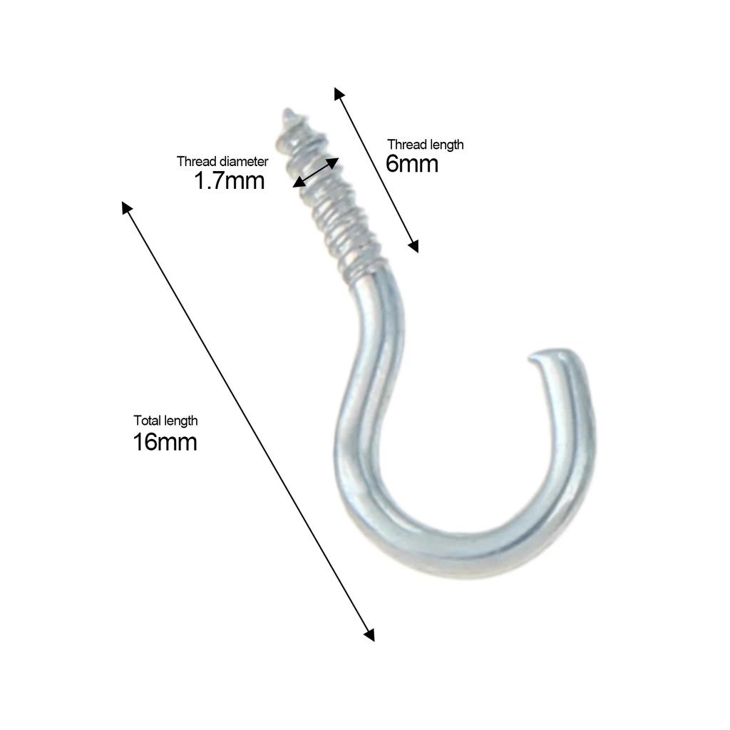40/100Pcs Cup Screw Ceiling Hook 16mm-30mm Screw-in Metal Hanger Eye Bolt Picture Frame Plant Light Garage RV Outdoor/Indoor