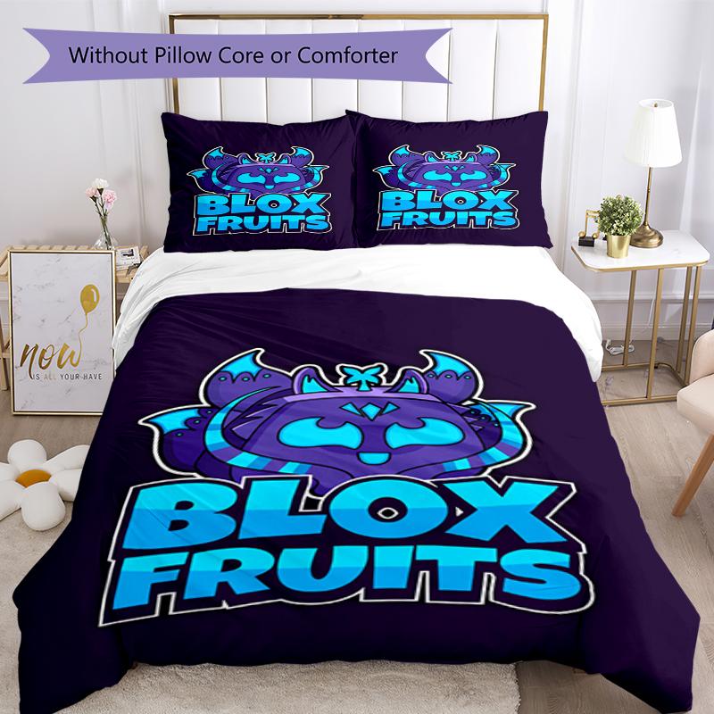 3pcs Blox Fruits Bedding Set Duvet Cover Closure Includes 1 Duvet Cover & 2 Pillowcases, Soft and Comfortable for All Seasons.