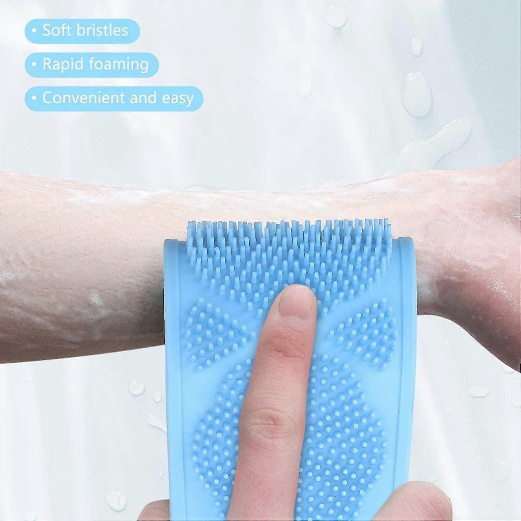 Spazzola da Bagno in Silicone da 70 CM per Doccia e Vasca, Spazzola Schiena Extra Lunga a Doppia Faccia, Spazzola  (blu)