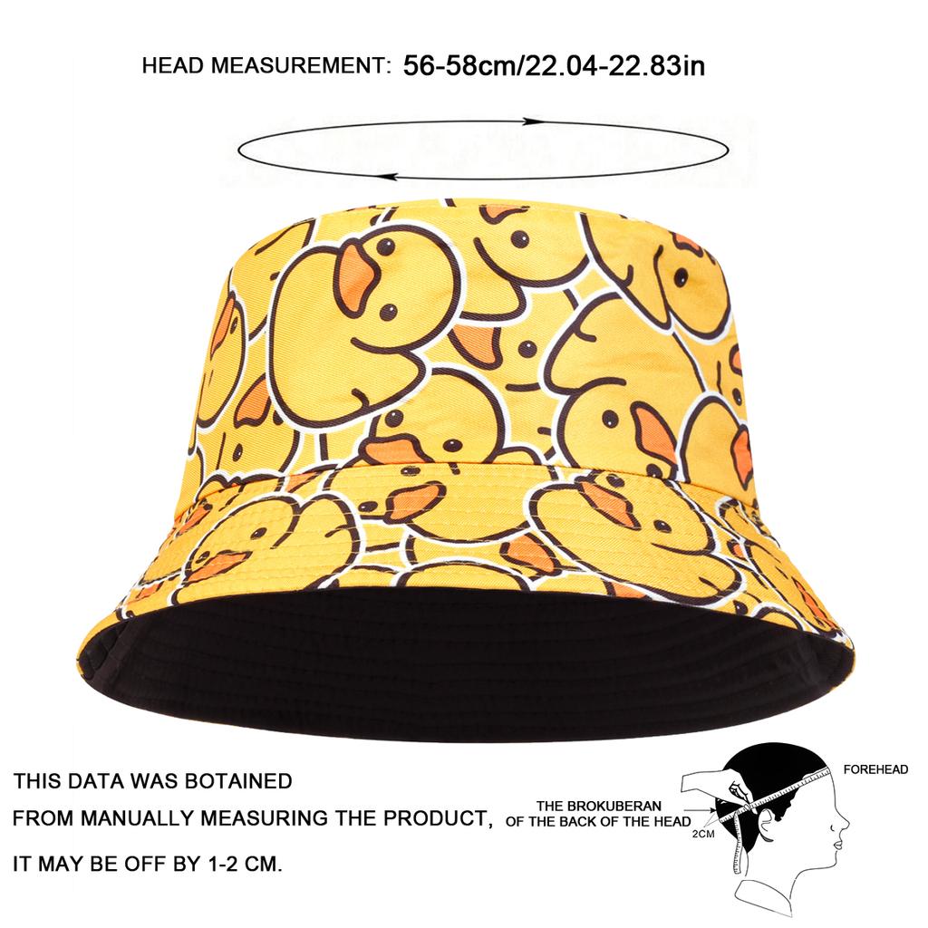 Unisex Duck Print Beach Hats Flat Top Sunscreen Fisherman Hat Women Travel Bucket Cap Summer Hip Hop Caps Cute Hat