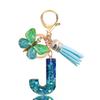Fashion Blue Glazed Stone A To Z Letter Keychain 26 Initials Alphabet Butterfly Tassel Pendant Car Key Chain Women Jewelry GIfts