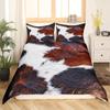 Brown Cowhide Pattern Duvet Cover Set Cow Print Bedding Set Farmhouse Animal Fur Hair Polyester Comforter Cover With Pillowcase