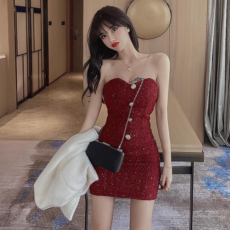 

Женское сексуальное платье Spice Girl с узким низом и застежкой-молнией на пуговицы L