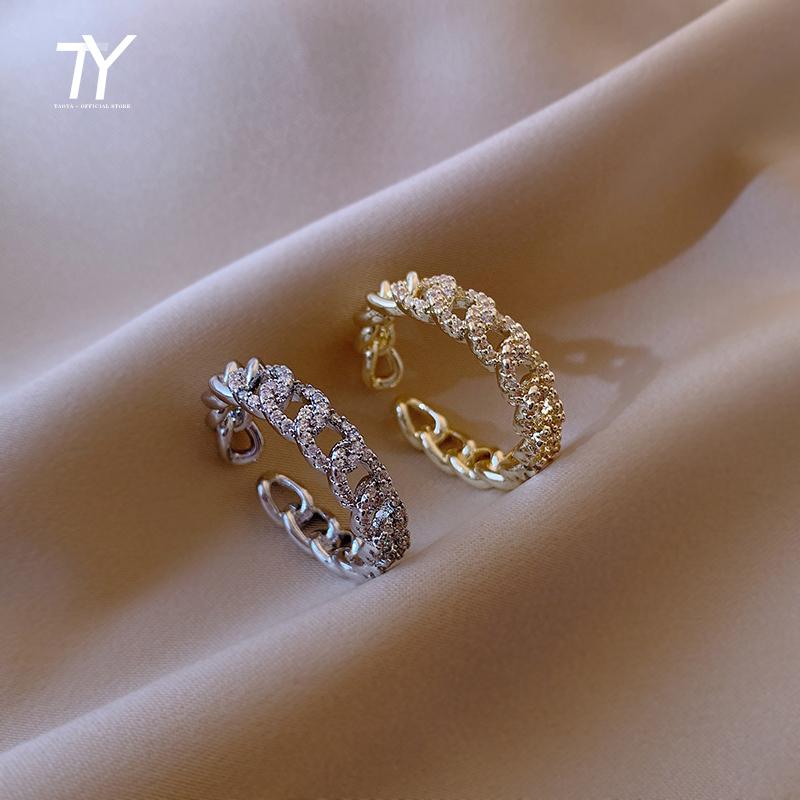 2026 New Luxury Zircon Twist Design Gold Silvery Colour Ring For Woman Fashion Korean Jewelry Wedding Party Unusual Finger Rings