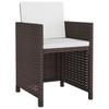 5 Piece Garden Dining Set with Cushions Poly Rattan Brown