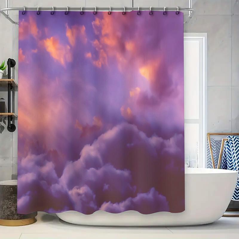 

Abstract Sunset Cloudscape Shower Curtain Modern Art Nature Landscape Bathroom Decor Washable Fabric W60H190(CM)-1 Pcs