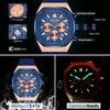 Megir Sport Watch Men Chronograph Quartz Wristwatch with Date Octagon Dial Luminous Hands Silicone Strap