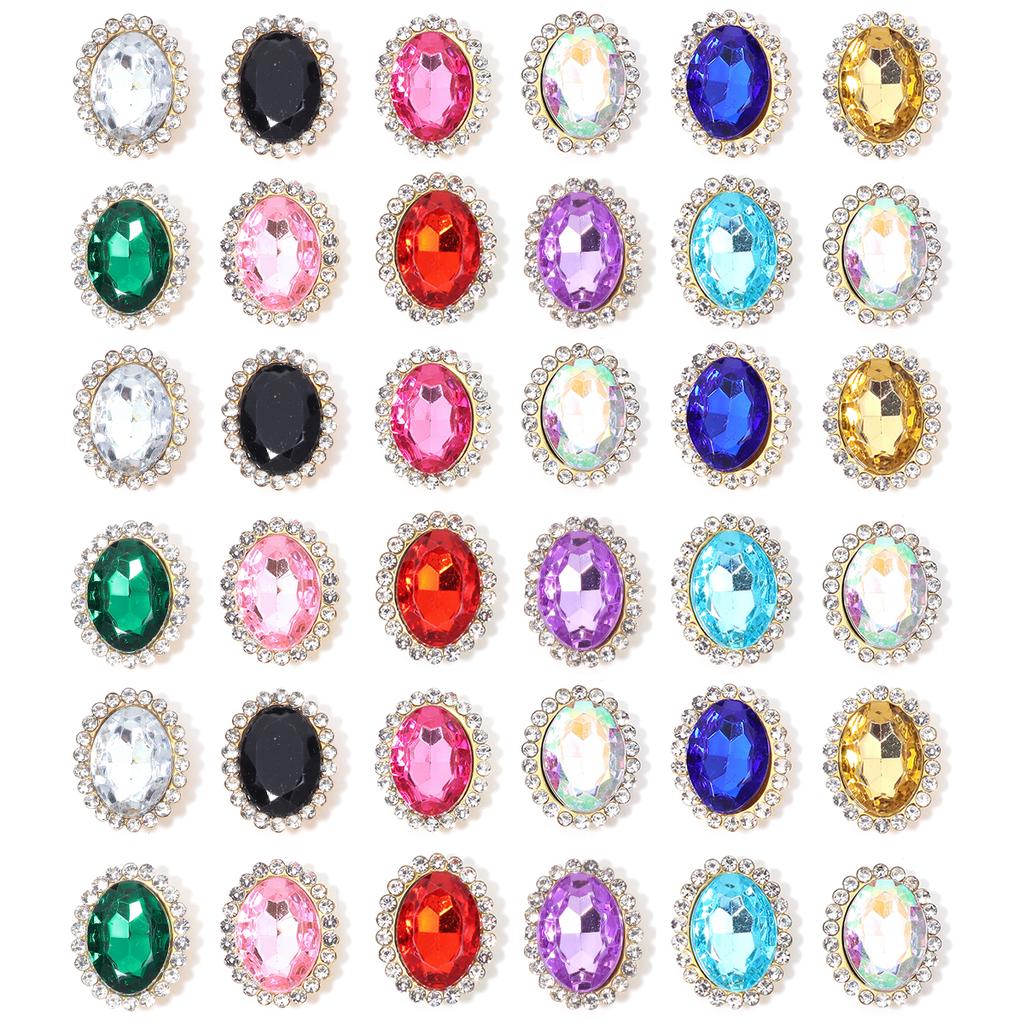 20pcs Oval Shape Sunflower Sew On Rhinestones Metal Gold Claw Base Acrylic Rhinestones Beads DIY Garment Decoration Accessories