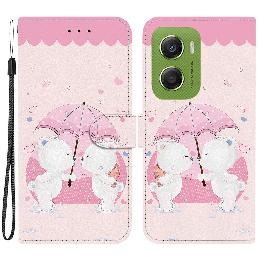 For Motorola Moto G06 4G Case Pattern Printing Leather Flip Wallet Phone Cover with Lanyard