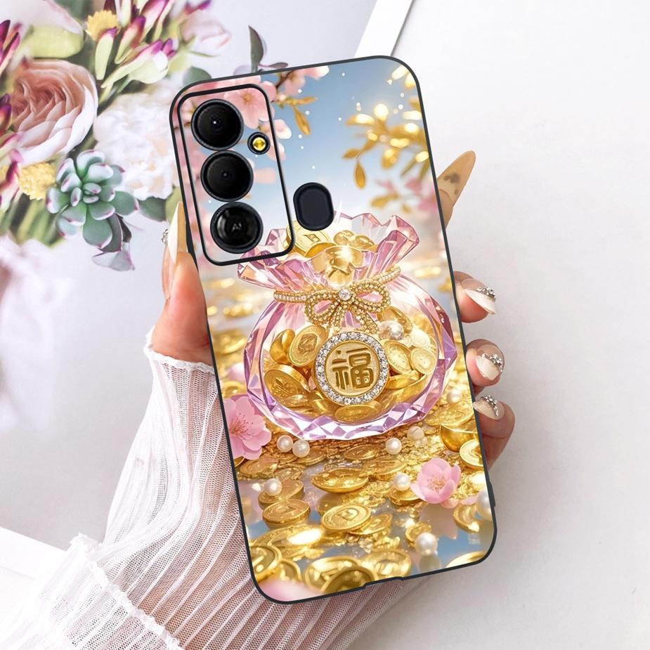 For Tecno Pop 6 GO Case BE6j Cute Bow Flowers Painted Cover Soft TPU Phone Case For Tecno Pop 6 Pro BE8 Pop6 GO Back Cover Coque