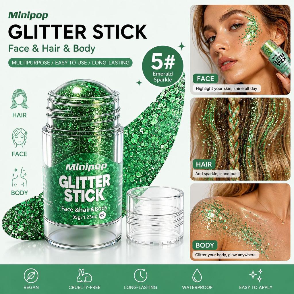 MINIPOP Body Paint Glitter Stick Face Lips Star Shimmer Festival