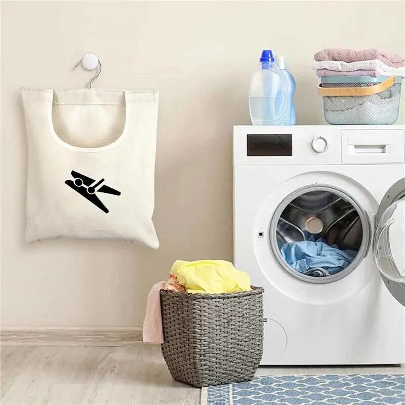 Sáček na uložení kolíčků na prádlo Domácí Venkovní Závěsný Organizér Omyvatelná Kapsa na Kolíčky Kapacita Závěsný Sáček Koupelnový Sáček na Uložení