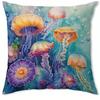 Colorful Jellyfish Underwater Double-sided Printed pillow cover Short plush Suitable living rooms bedrooms throw cushion cover