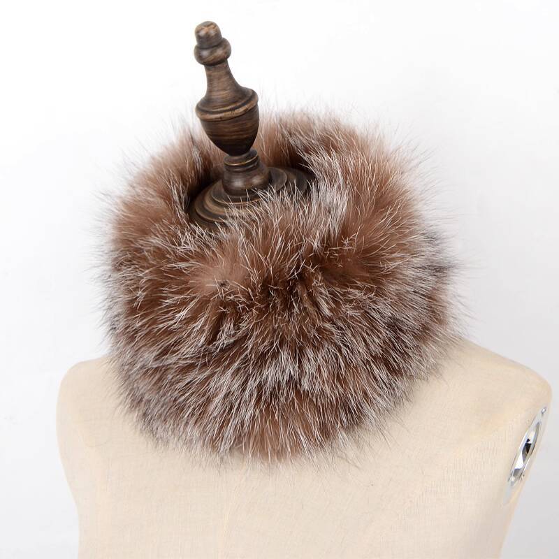 Echter Fuchsfellschal Handgestrickter Pelz-Nackenschal Winter Elastisches Stirnband Pelzschal Plüsch Warm Dicke Nackenwärmer