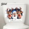 Santa Claus Wall Stickers Christmas And Elk Toilet Stickers 3D Breaking Decals DIY Room Beautification Waterproof PVC Decorative for Bathroom