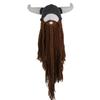 Hand Weave Bearded Funny Caps Funny Tricky Big Beard Mask Hat Viking Horn Hat  Costume Accessory