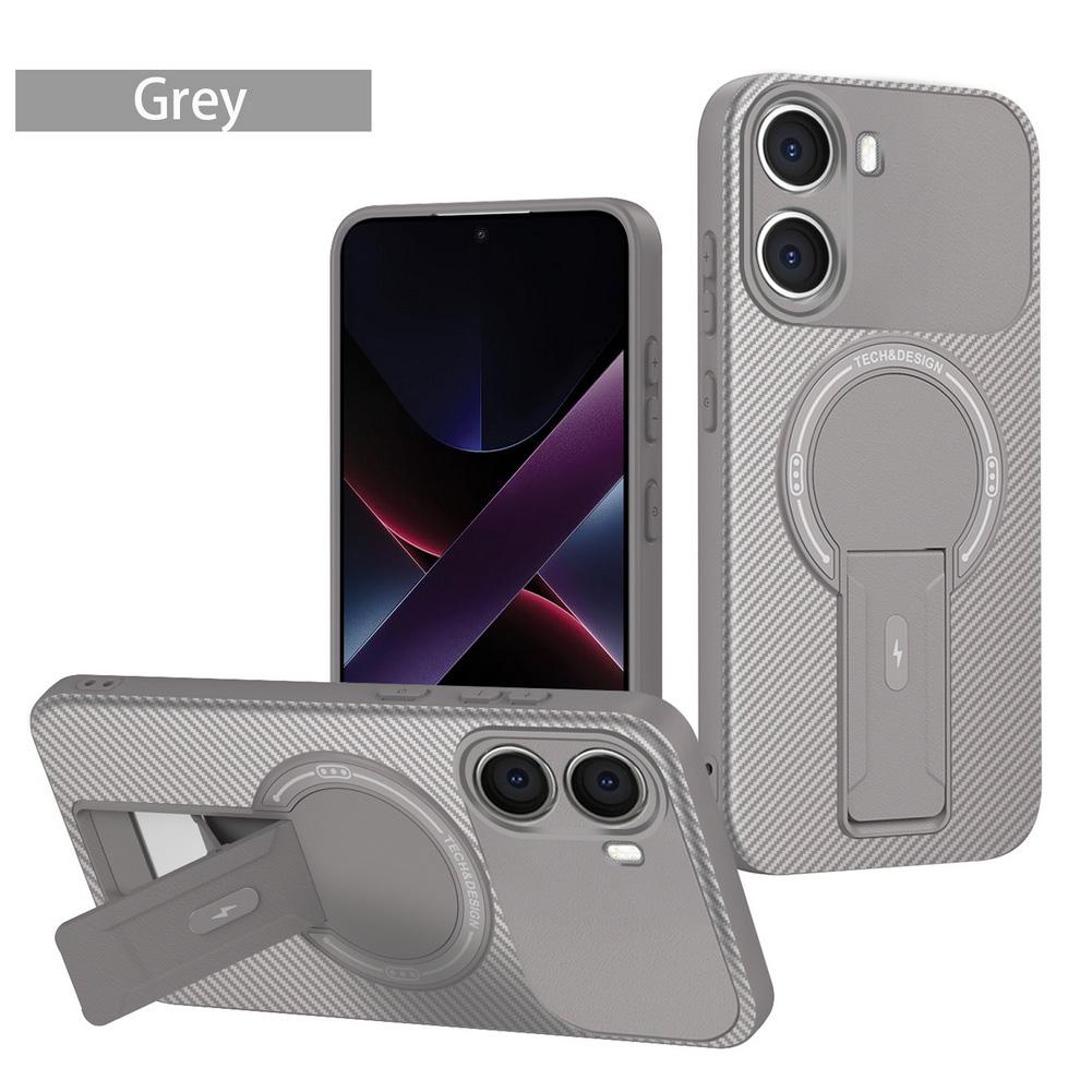 Carbon Fiber Invisible Stand Holder Built-in Magnetic Ring Case for Poco F7 Ultra POCO F7 Pro X7 Pro M6 C75 C71 C65 C61 Cover