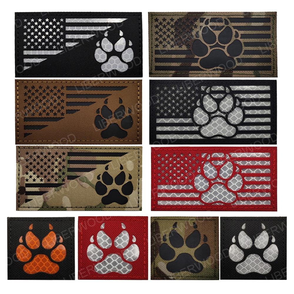 

K9 Инфракрасная ИК-отражающая служебная лапа Патч США США Флаг Военно-тактическая эмблема Аппликция