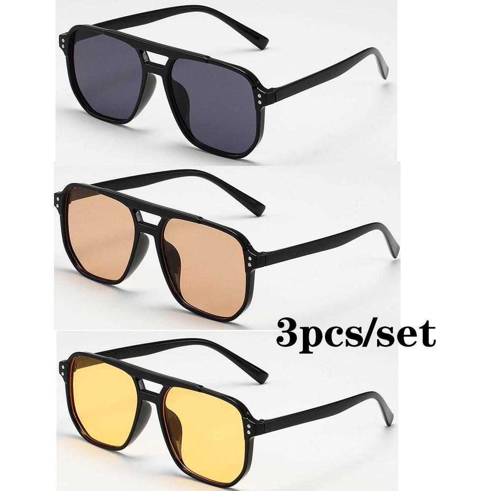 Women Men Square Sun Glasses Retro Polygon Sunglasses Female Black Vintage Fashion Ladies Oculos De Sol Double Beam Eyeglasses