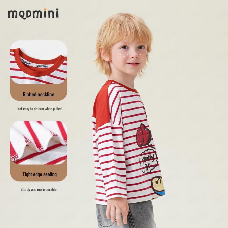 MQDMINI Boys' Striped Bear Long-Sleeve T-Shirt
