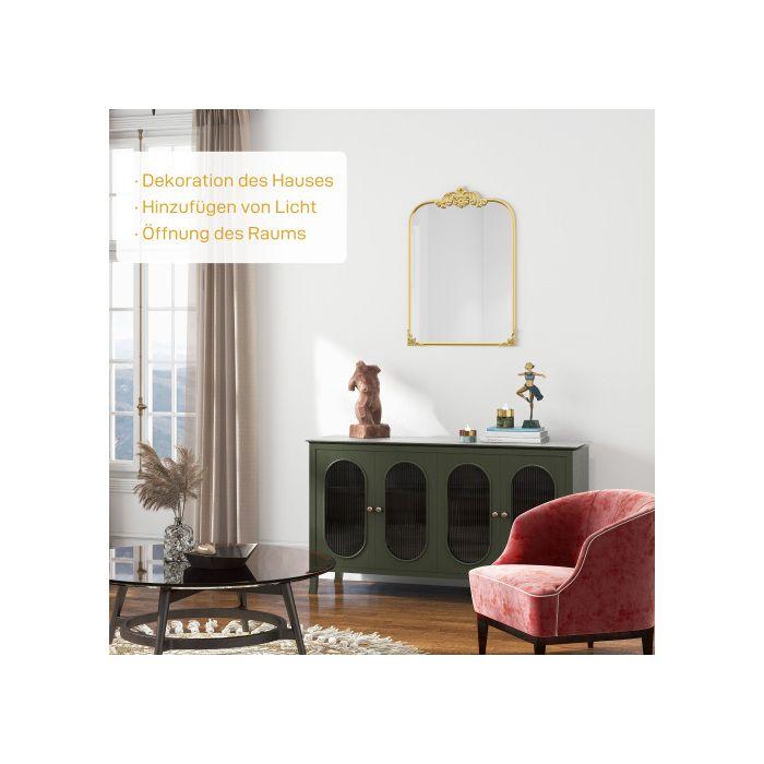 Miroir mural - MUVOE - Baroque - Cadre en métal doré - 60 x 87 cm - Amovible floral