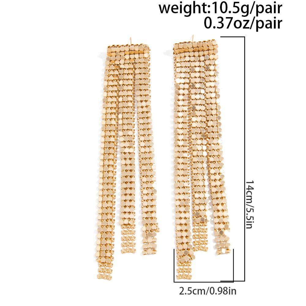 Silver Tassel Long  Earring Shiny Gold Chain Drop Earrings Elegant Sequin Earrings  Girls