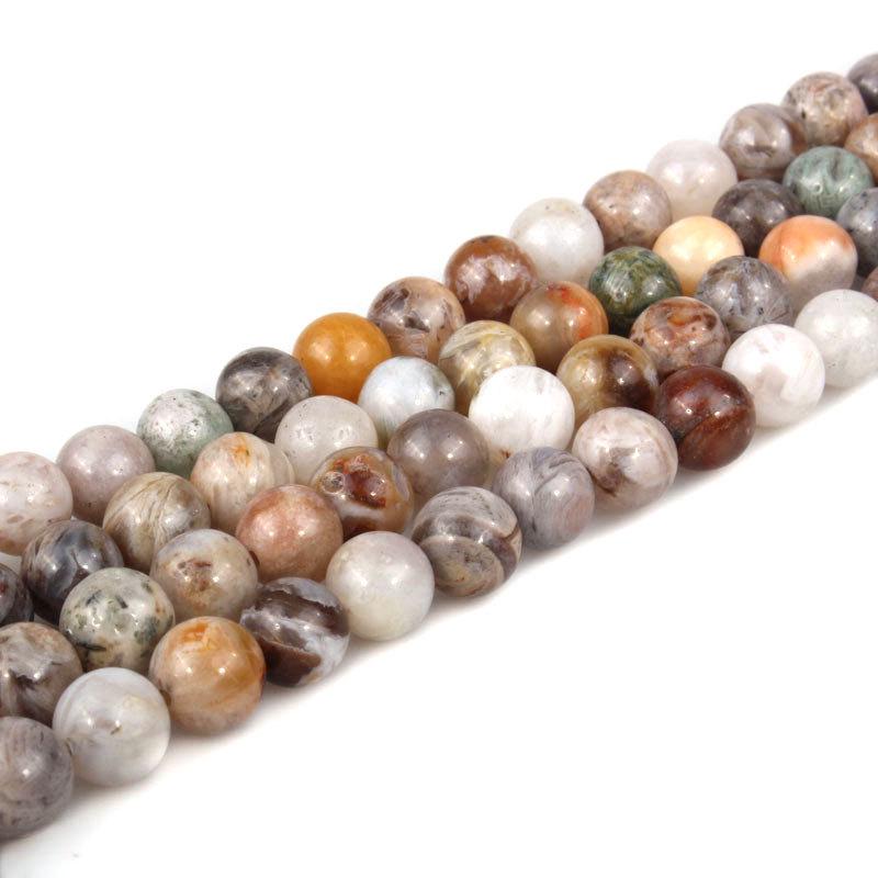 Natural Bamboo Leaf Agate Round Beads for DIY Jewelry Accessories