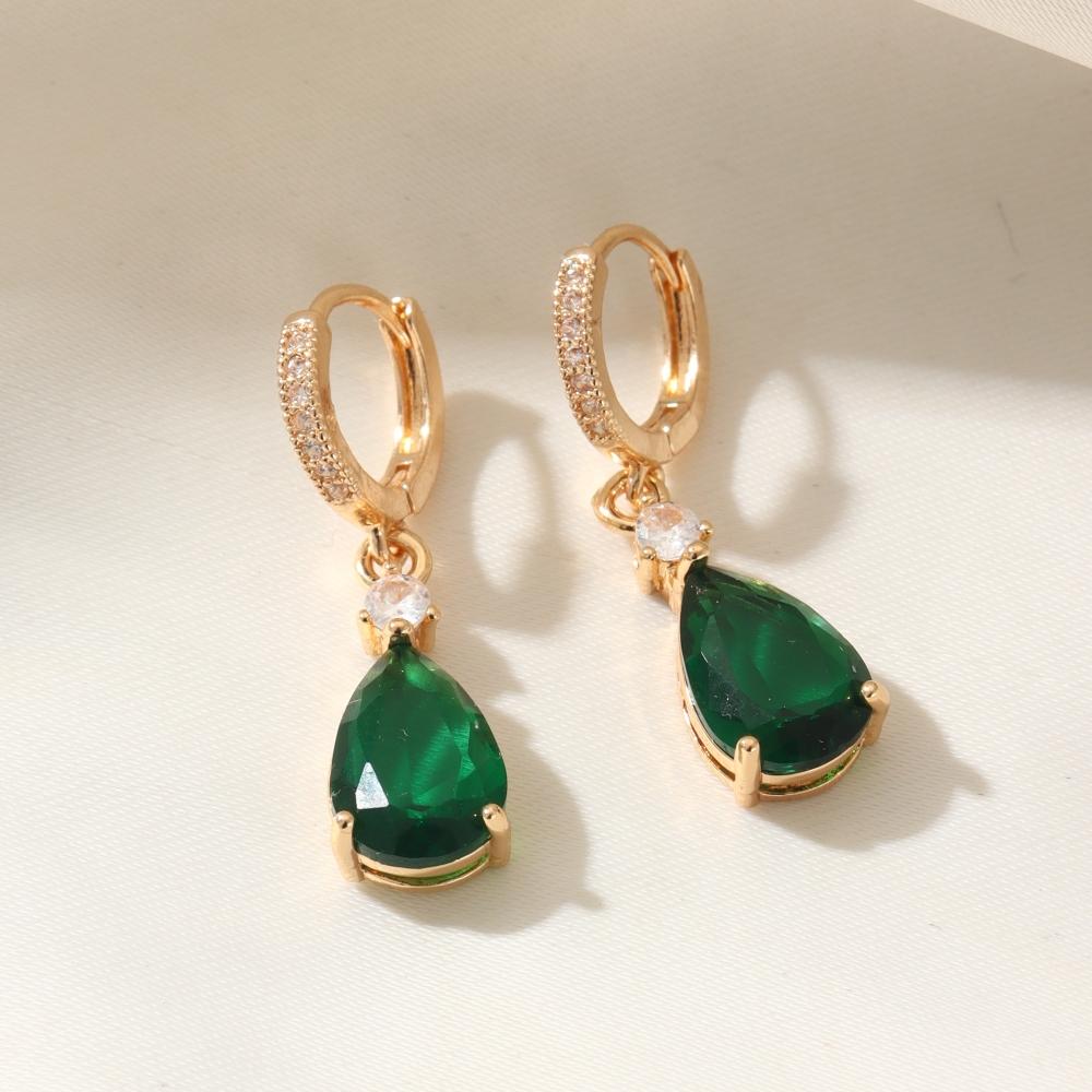 Simple Pink Water Drops Dangle Earrings for Women Zirconia Earring Jewelry Wedding Party Accessories