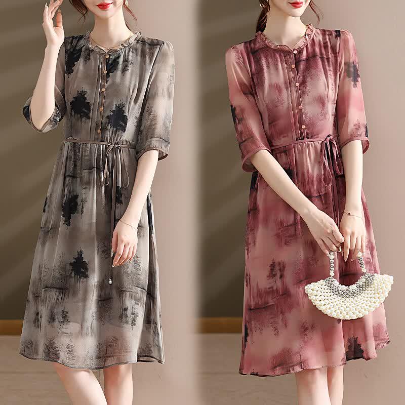 Elegant Printed Summer Long Dress 3XL