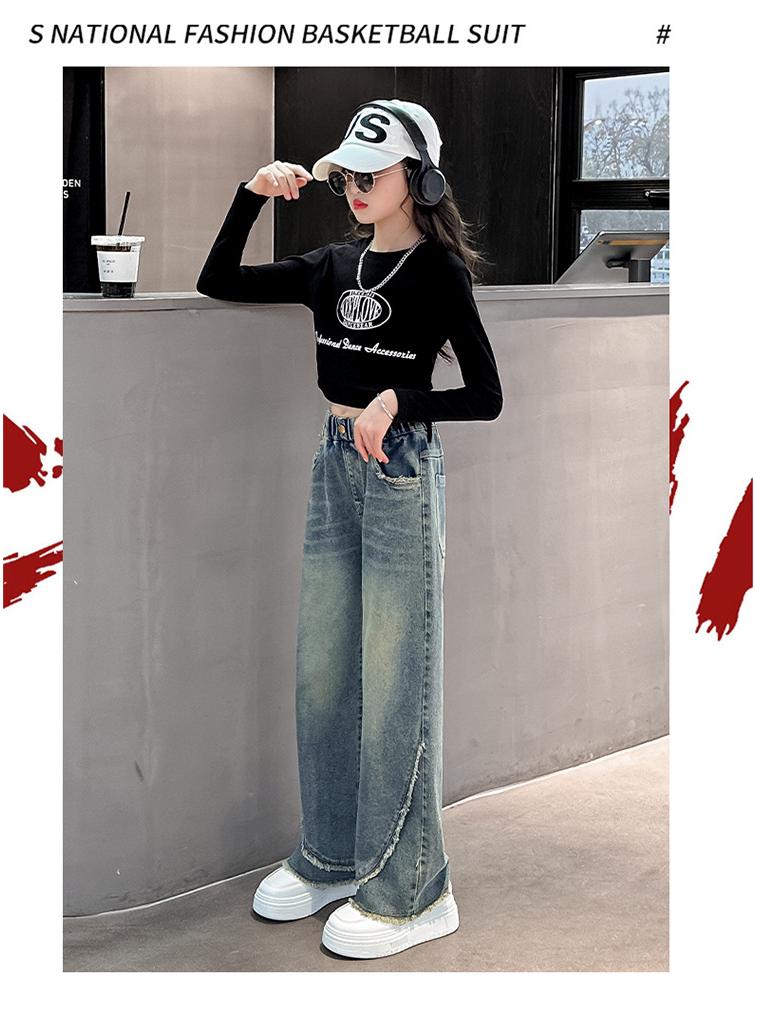 Herbst 2025 Mädchen Wide-Leg Jeans für 7-16 Jahre - Lockerer, Straight-Leg Schnitt