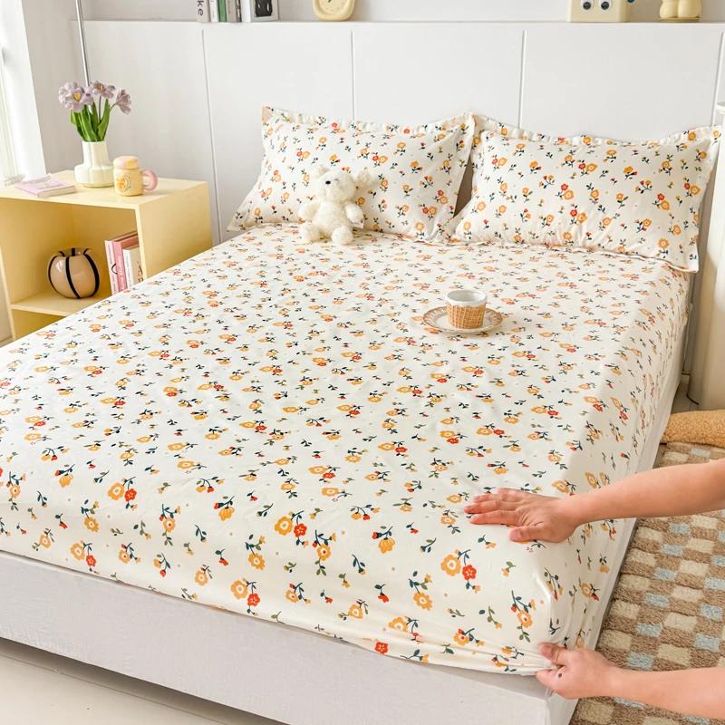 High Quality Printed Fitted Sheet Single Double Queen Size Mattress Cover With Elastic Band Bedsheet Soft Comfortable Fitsheet