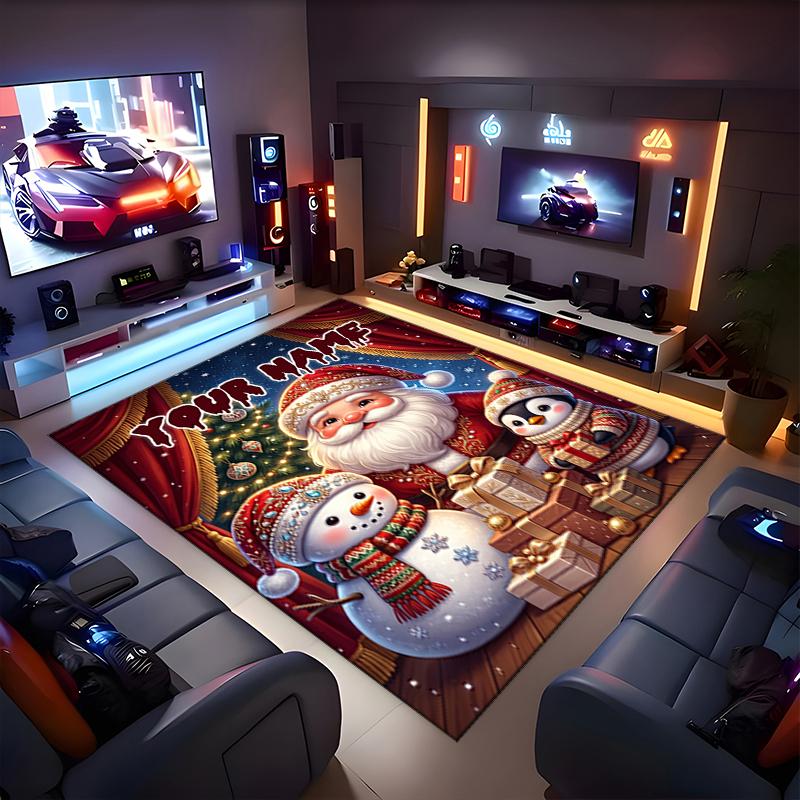 1PC Custom Name Christmas Magic Night Theme Floor Mat Ideal for Living Room, Game Rooms, Office, Bedroom,Floor Mat Playful Design