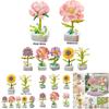 Creative Plant Flower Building Blocks For Children Diy Puzzle Toy Gift For Valentine's Day Sunflower Style