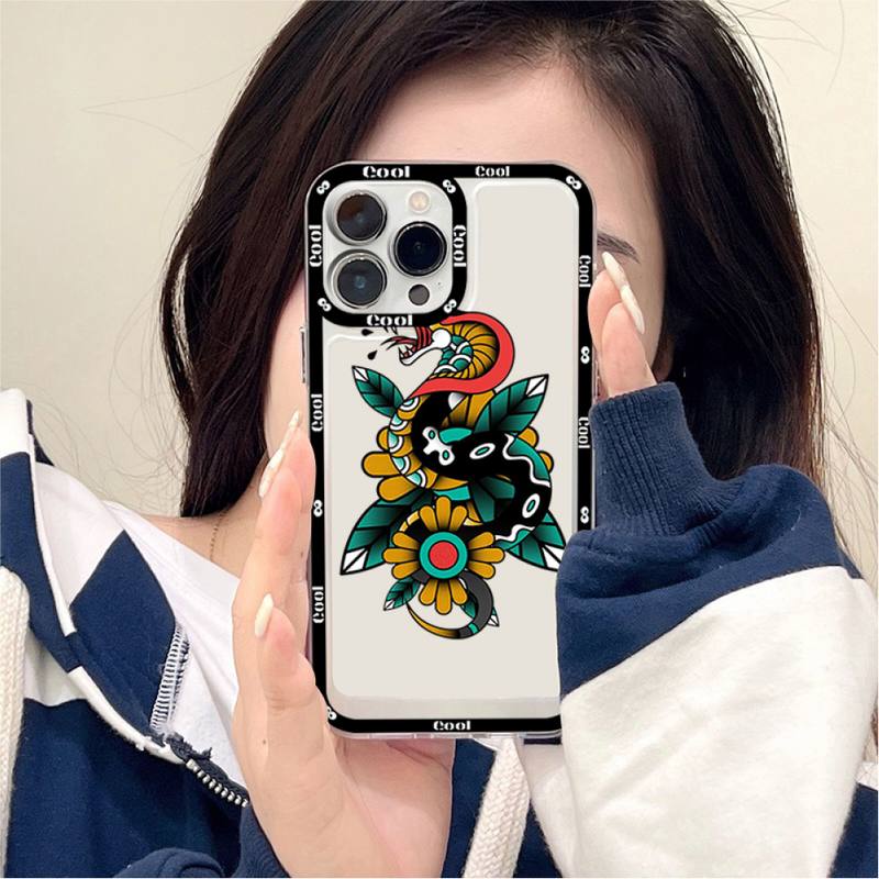 Hand Schlange Blume Schlange Malerei Handyhülle für iPhone 11 12 13 Mini Pro Max 14 Pro Max Hülle