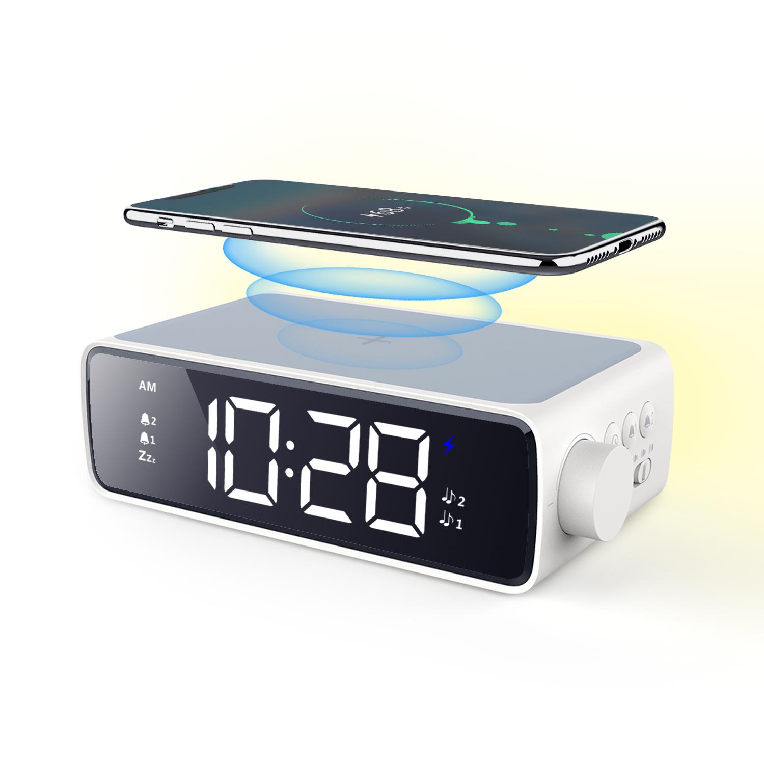 New Digital Clock Wireless Charger Smart 3 in 1 15W Wireless Charging Multi-function Calendar Temperature Universal