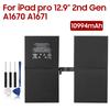 Rechargeable Lithium Battery For iPad Pro 12.9" 2nd Gen A1670 A1671 Tablet Battery 10994mAh