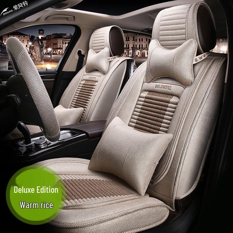 Purple Wind Chime Linen Car Seat Cover for Lexus LS500h/350/RX/LX - All Seasons, Full Coverage, Summer-Ready