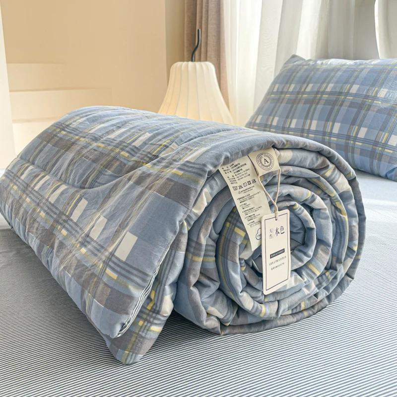 Cotton Summer Quilt Air Conditioning Quilt Soybean Fiber Filling Thin Comforter Nordic Ins Style Duvet Blanket Bed Four Seasons