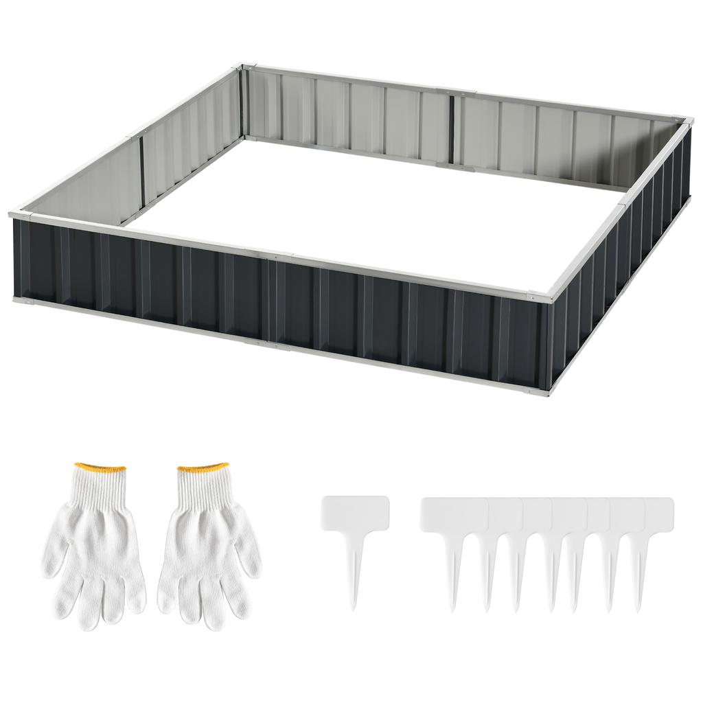 645L Metal Raised Garden Bed, DIY Large Steel Planter Box, No Bottom w/ A Pairs of Glove for Backyard, Patio to Grow Vegetables, Herbs, and Flowers