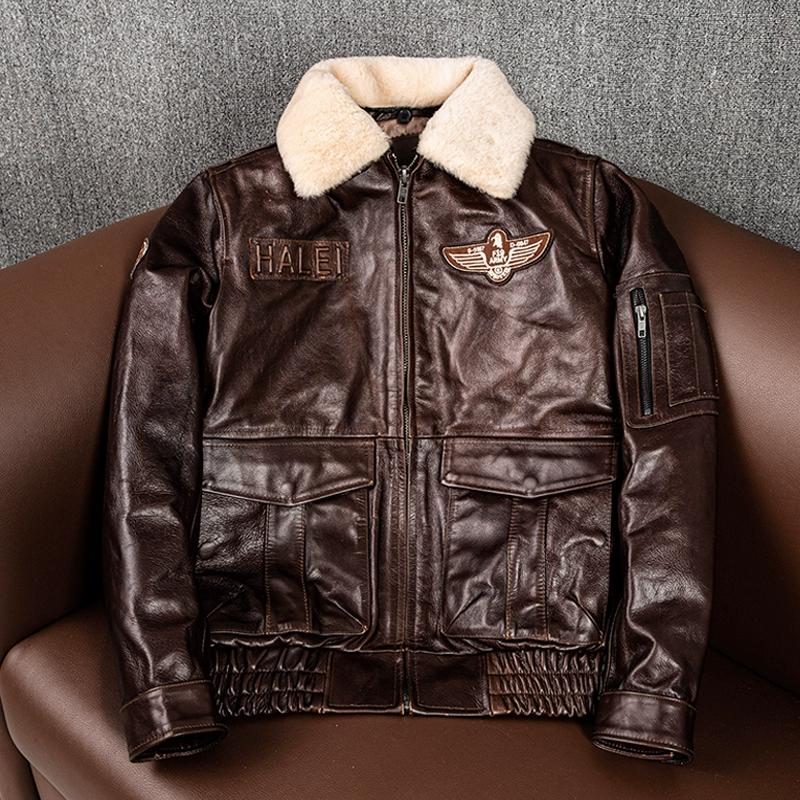 

Мужская вощеная куртка из натуральной кожи, зимнее пальто на хлопковой подкладке, куртка-бомбер, куртка-пилот, большой размер 4XL коричневый