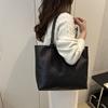 Woven Women's New Solid Color Casual Retro Simple Large Capacity Shoulder Underarm Tote Handbag